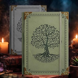 Tree of Life Vegan Leather Refillable Journal, A5 Grimoire Notebook, Yggdrasil Diary, Mystical Writing Journal, Dark Academia Gift