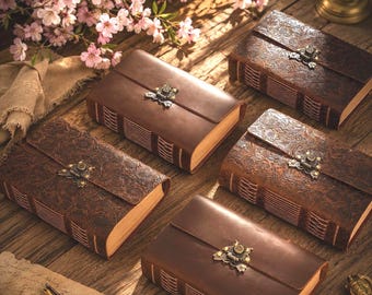 Leather Journal Vintage Handmade – Genuine Crazy Horse Leather Notebook, Medieval Grimoire Journal, Embossed Leather Diary, Writer Gift