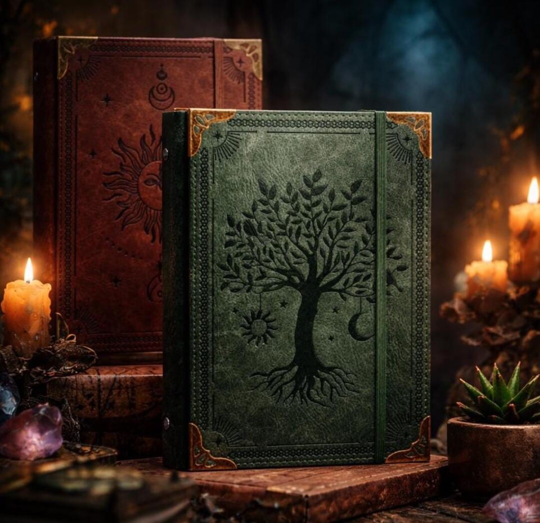 Tree of Life Vegan Leather Refillable Journal, Nature Grimoire Notebook ...