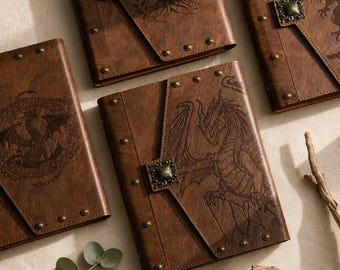 DnD Dragon Leather Journal, Refillable A5 Notebook, Vintage PU Leather Journal, Fantasy RPG Writing Journal Gift