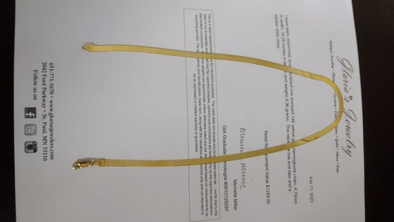 14K Yellow Gold 18" Herringbone Chain - image 2