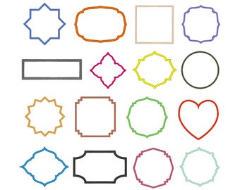 Applique Frame Embroidery Designs – 16 Shape Borders, Label Frames, Outline Patch Applique Set, Machine Embroidery Files, Digital Download