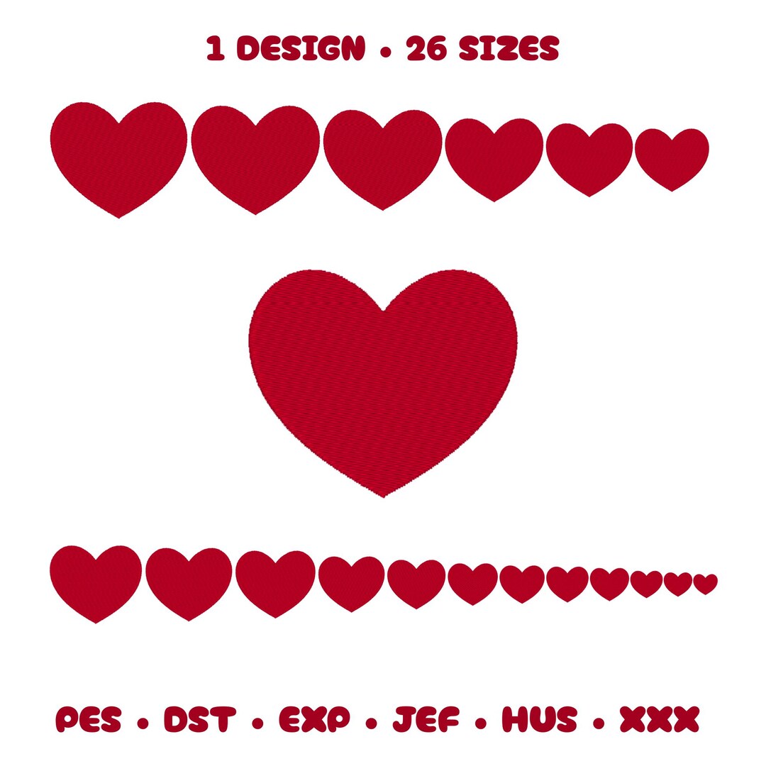Heart Embroidery Design - Mini Heart Fill Stitch Embroidery, 26 ...