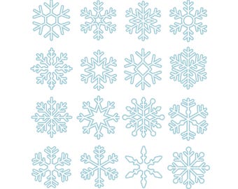 Bundel sneeuwvlokborduurontwerpen – 16 kerstsneeuwvlokkenset – machineborduurbestanden – winterborduurpatronen – digitale download