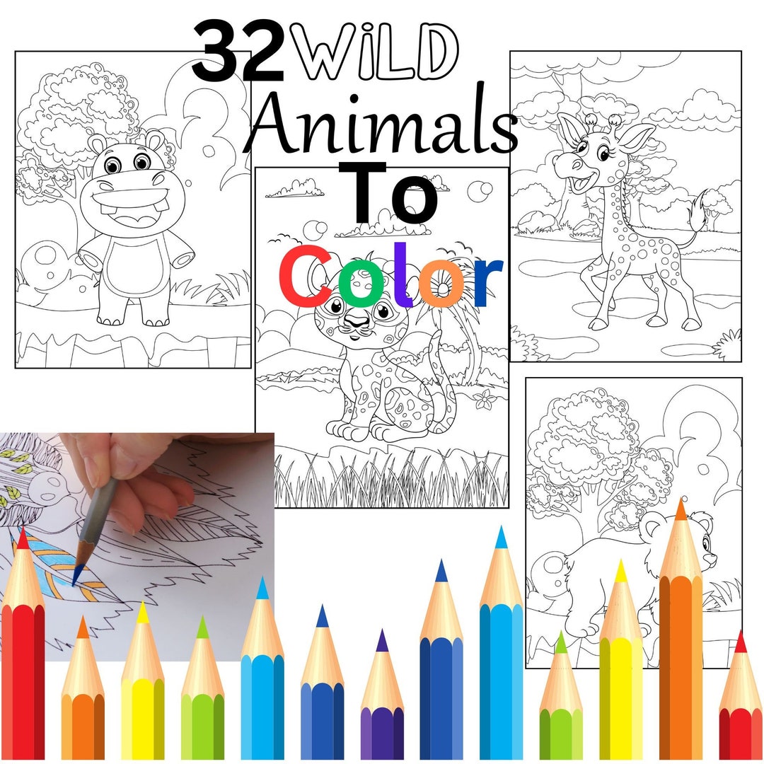 Wild Animal Printable Coloring Pages for Kids, Printable PDF Coloring ...