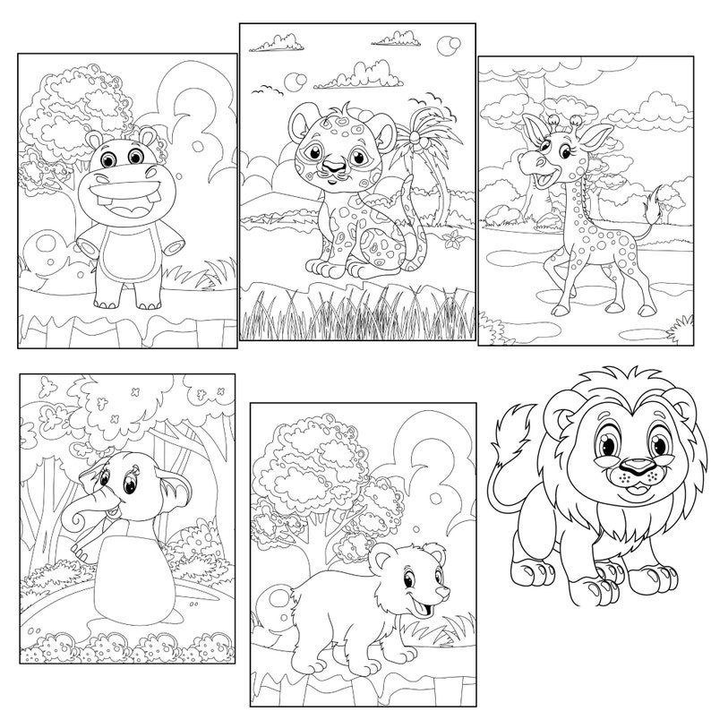 Wild Animal Printable Coloring Pages for Kids, Printable PDF Coloring ...