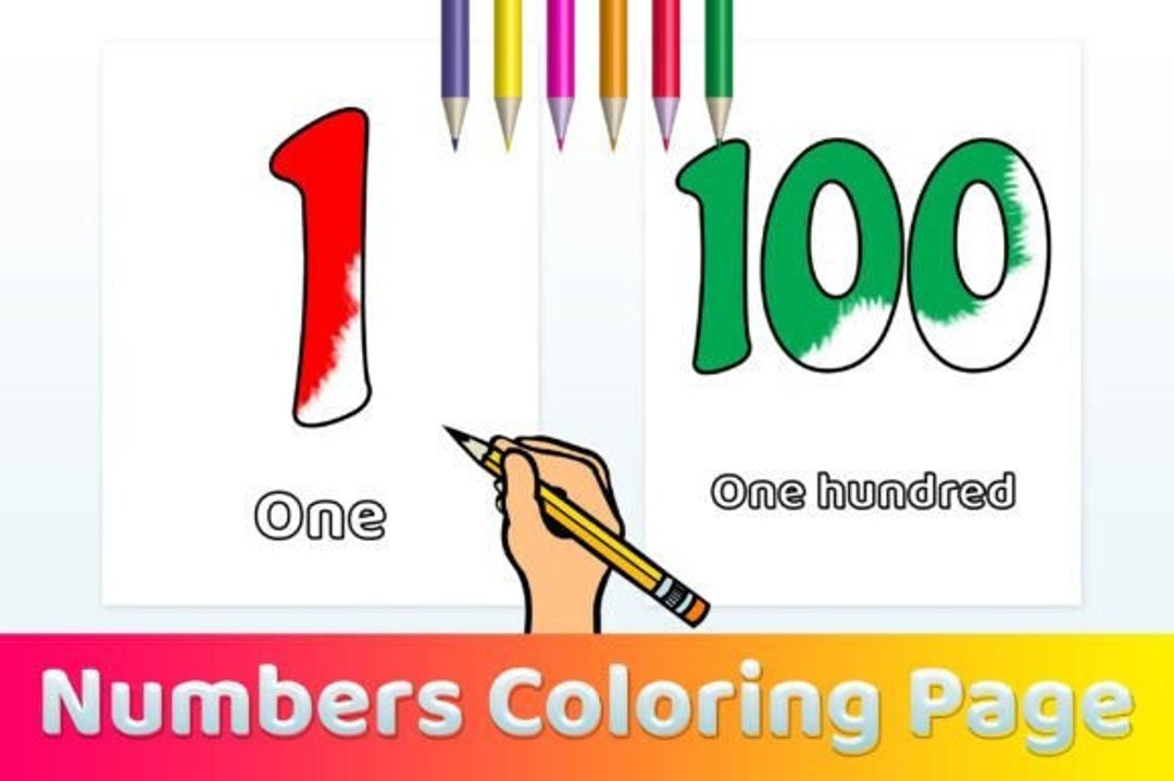 Numbers 1 to 100 Coloring Pages for Kids Toddlers - Etsy