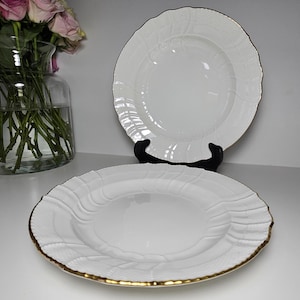 Set of 2 dinner plates byKPM Berlin Neuosier whis Gold , Vintage