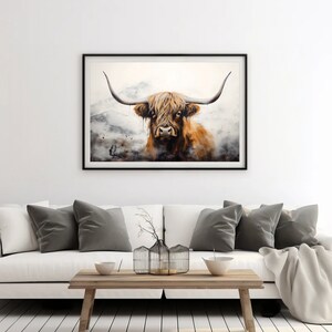 Highland Cow Print, Farm Animal Wall Art, Large Cow Poster, Highland Cow Wall Art, Farmhouse Wall Decor, Digital Download, Nature Photo