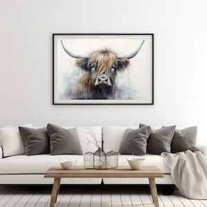 Highland Cow Print, Farm Animal Wall Art, Large Cow Poster, Highland Cow Wall Art, Farmhouse Wall Decor, Digital Download, Nature Photo