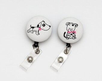 Dog Themed Retractable Badge Reel, Dog Lover, Nursing Badge Reel, Nurse Gift, Nursing Accessories, Winter Badge Holder, Dog Lover Gift