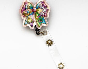 Bow Badge Reel, Easter Badge Reel, Holiday Badge Reel, Custom Badge Reel, Retractable Badge Reel, Work Badge, Work ID, Personalized Badge