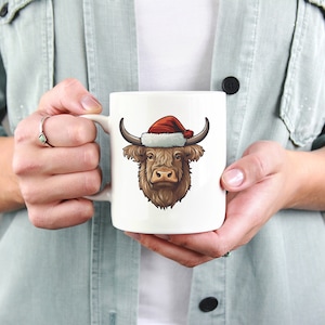 Highland Cow Christmas Mug, Cow Lovers Gift, Highland Cow Gift, Cow Mug, Cute Cow Coffee Cup, Merry Christmas Mug, Coffee Mug, Cottagecore