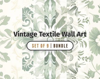 Vintage Textile French Wall Art Gallery, Set of 9, Digital Download