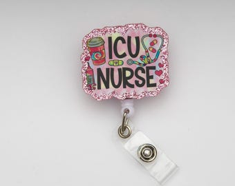 Carrete de credencial de enfermera de UCI, Enfermera de UCI, Carrete de credencial personalizado, Carrete de credencial retráctil, Credencial de trabajo, Identificación de trabajo, Credencial personalizada