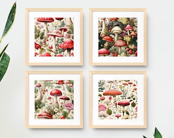 Mushroom Digital Download Wall Art, 1:1 ratio, up to 10x10 at 300 DPI