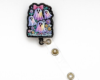 Ghost Badge Reel, Halloween Badge Reel, Custom Badge Reel, Retractable Badge Reel, Work Badge, Work ID, Personalized Badge