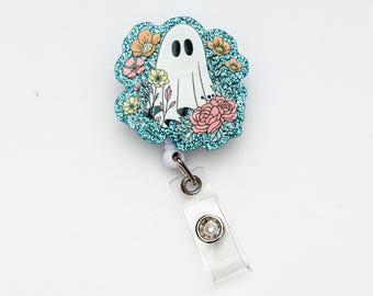Ghost Badge Reel, Halloween Badge Reel, Custom Badge Reel, Retractable Badge Reel, Work Badge, Work ID, Personalized Badge