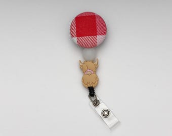 Carrete de credencial retráctil Highland Cow / Carrete de credencial de enfermería / Carrete de credencial con cuentas