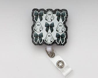 Porta credencial de fantasma, porta credencial de Halloween, porta credencial personalizado, porta credencial retráctil, credencial de trabajo, identificación de trabajo, credencial personalizada