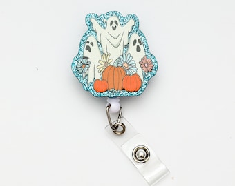 Ghost Badge Reel, Halloween Badge Reel, Custom Badge Reel, Retractable Badge Reel, Work Badge, Work ID, Personalized Badge