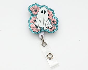 Ghost Badge Reel, Halloween Badge Reel, Custom Badge Reel, Retractable Badge Reel, Work Badge, Work ID, Personalized Badge