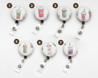 Coffee Themed Retractable Badge Reel, Nursing Badge Reel, Coffee Badge Reel, Drink Themed Badge Reel, Retractable Badge Reel, Badge Holder