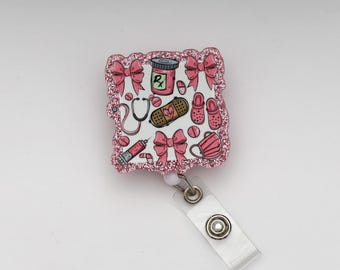 Nurse Theme Badge Reel, ICU Nurse, Nurse Badge Holder, Custom Badge Reel, Retractable Badge Reel, Work Badge, Work ID, Personalized Badge