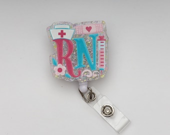 RN Nurse Badge Reel, Nurse, RN Badge Reel, Custom Badge Reel, Retractable Badge Reel, Work Badge, Work ID, Personalized Badge