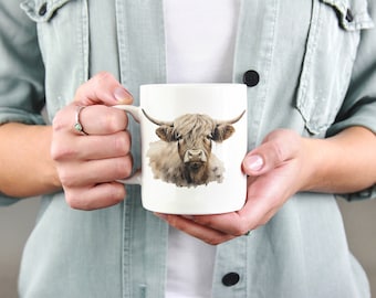Highland Cow Coffee Mug 11oz, Scottish Cow, Cow Lovers Gift, Highland Cow Gift, Farm Mug, Cow Gift For Women, Cottagecore