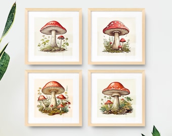 Mushroom Digital Download Wall Art, 1:1 ratio, up to 10x10 at 300 DPI
