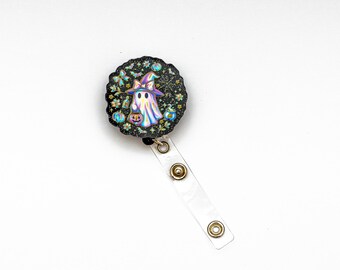 Ghost Badge Reel, Halloween Badge Reel, Custom Badge Reel, Retractable Badge Reel, Work Badge, Work ID, Personalized Badge