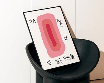 Abstract Living Room Pink Art Print, Playful Modern Typography Printable Wall Art Digital Download