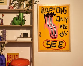 Retro pop-artprint, trendy slaapzaalinrichting speelse typografie afdrukbare muurkunst digitale download