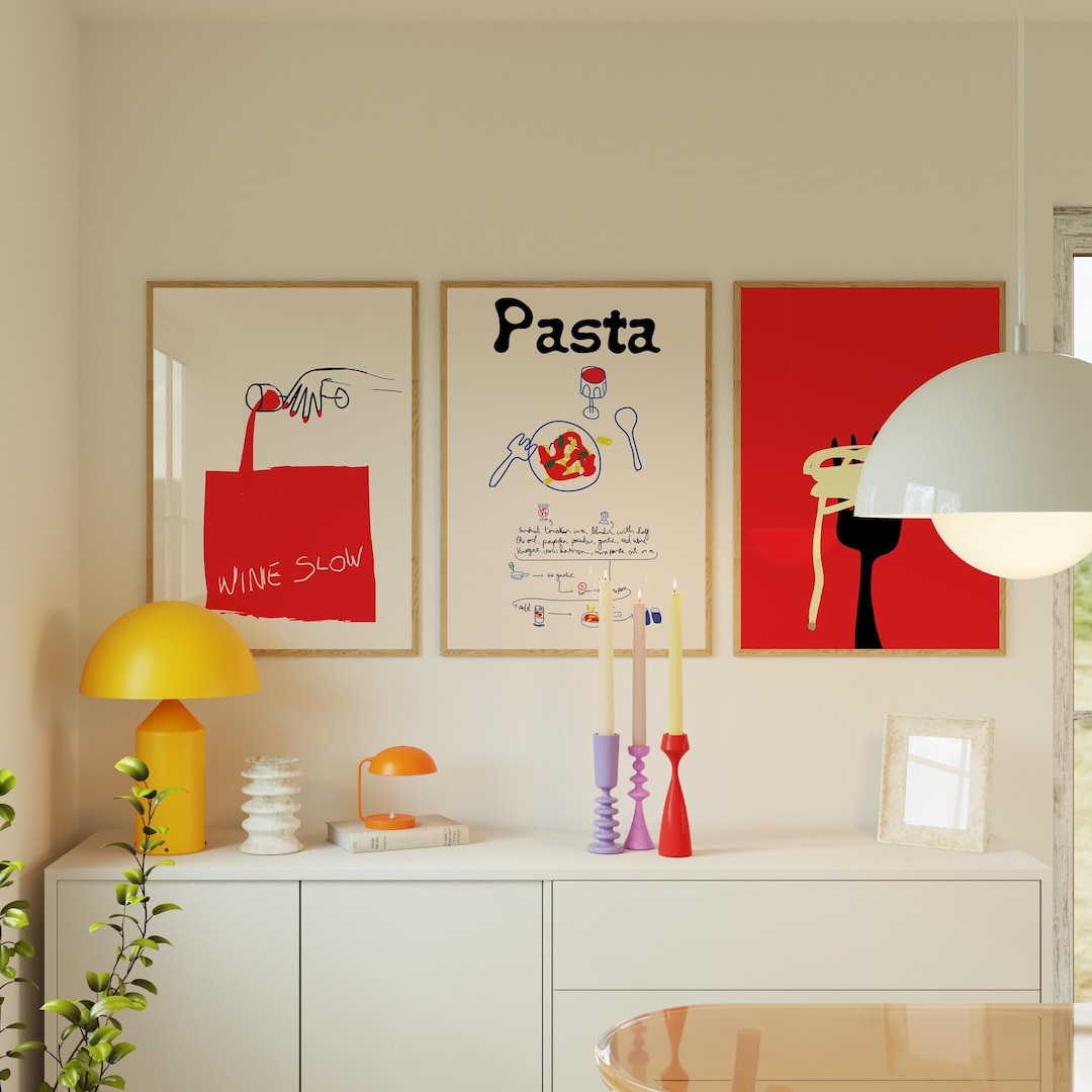 kitchen wall art set retro pie vintage printable... Bundle of 3 Retro Food Printable Art Modern Kitchen Decor Poster ...