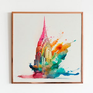 Unique Chrysler Building in NYC Watercolor Print  Skyline Illustration Travel Poster Perfect Travel Art Gift for Architecture Lovers