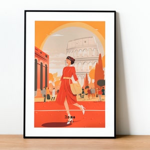 Rome Travel Poster Eye-catching Fashion Art Decor Historic Colosseum Wall Art Decor Elegant Rome Cityscape Poster European Travel Poster