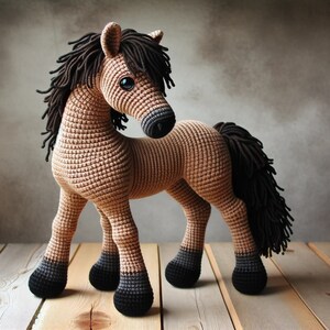 10-Inch Horse Amigurumi Crochet Pattern - Intermediate Stuffed Horse Toy PDF - DIY Crochet Horse with Realistic Mane and Tail