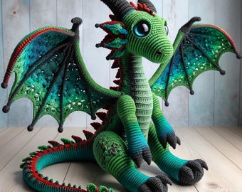 10-Inch Dragon Amigurumi Crochet Pattern - Intermediate to Advanced DIY Stuffed Dragon - Colorful Fantasy Creature PDF Guide