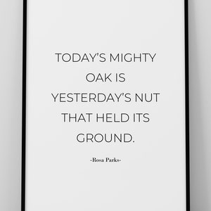 Rosa Parks Poster, Printable Digital Wall Art, Black and White Print, Rosa Parks Inspirational Quote, Classroom Decor, Black History Month