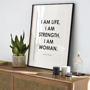 Cartel de Julia de Burgos, Arte de pared de citas inspiradoras, Cartel feminista, Cartel de empoderamiento femenino, Soy vida, soy fuerza, soy impresión de mujer