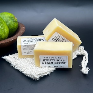 Barra quitamanchas para ropa, jabón multiusos: sin detergentes sintéticos, sin aceite de palma, vegano.