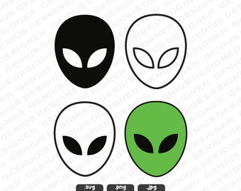 Alien Head SVG Bundle | UFO Vector, Cricut & Silhouette Files (Digital Download)