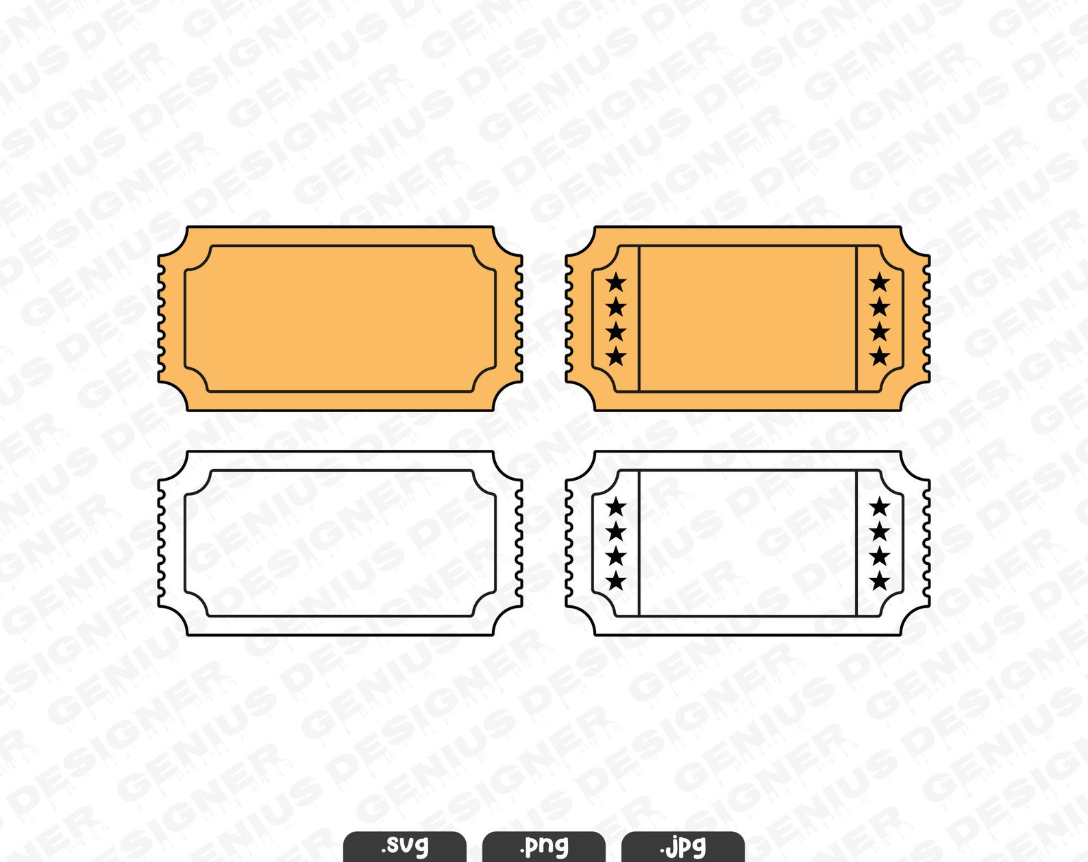 Ticket SVG Ticket Template Svg Custom Ticket Border Bundle Movie Ticket