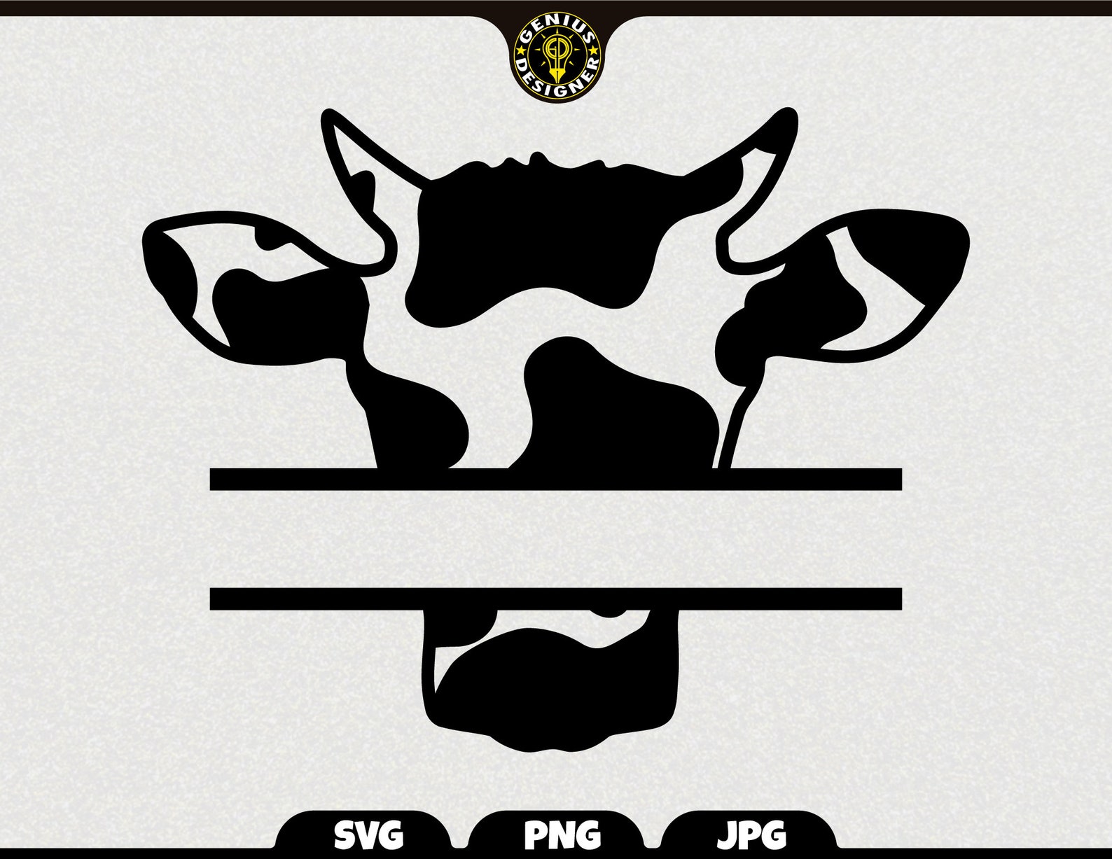 Cow Head Monogram Svg Cow Split Nameframe Cowhide Pattern - Etsy