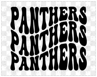 Panthers Svg | T-Shirt Design Svg Png Jpg |Wavy Groovy Retro Font Text Digital File Download, Cut file for Cricut, Sublimation