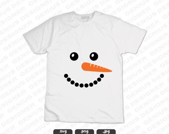 Cute Snowman Face Svg Png, Snowman svg, Christmas Snow Man Digital Cut File TShirt Cricut & Silhouette