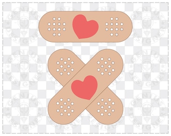 Curita de corazón SVG / Clipart de vendaje femenino (Descarga digital)