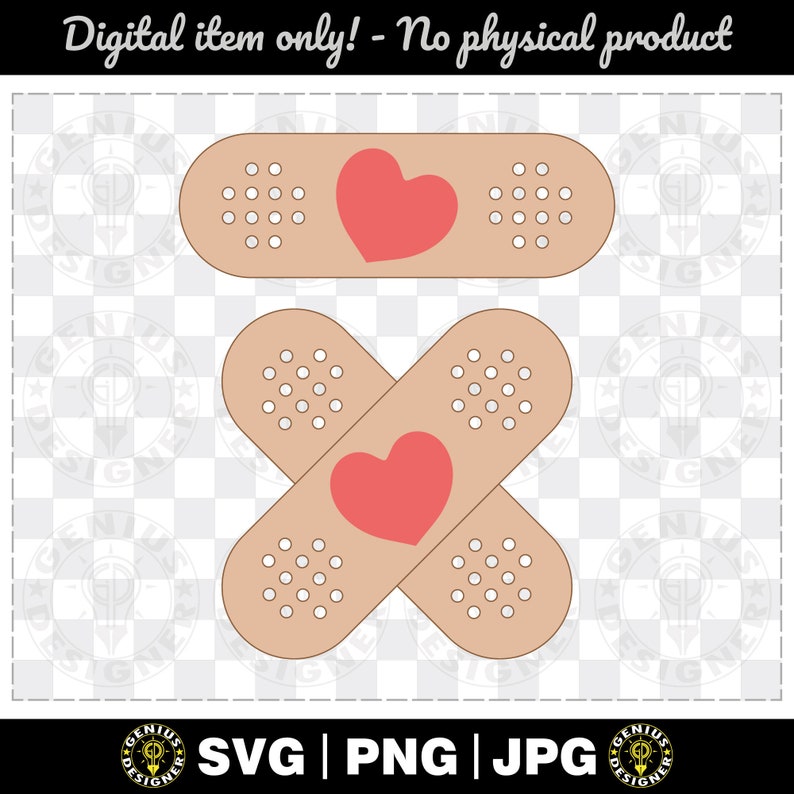 Bandaid With Heart Svg Band Aid Cut File Svg Png Jpg Etsy