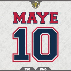 Maye 10 Png Svg, Drake Maye Jersey Letter Number 10 Shirt Design